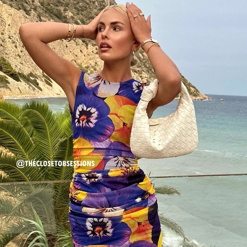 Zara Floral Midi Dress - Blue and Yellow